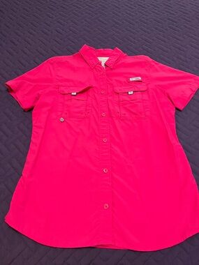 Columbia Hot Pink Short Sleeve PFG Fishing/Hiking Shirt